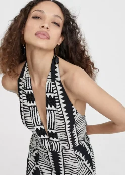 Vestido halter estampado étnico