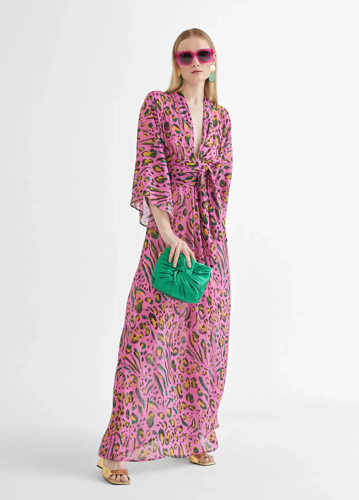 Vestido largo animal print color