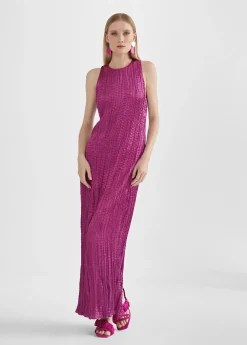 Vestido largo efecto plisado