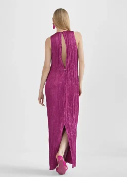 Vestido largo efecto plisado