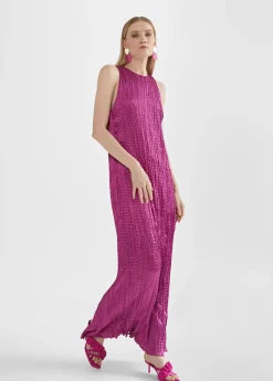 Vestido largo efecto plisado