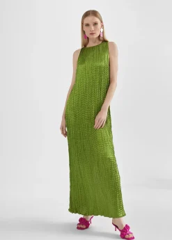 Vestido largo efecto plisado