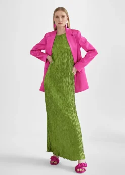 Vestido largo efecto plisado