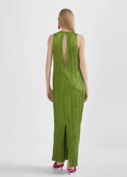 Vestido largo efecto plisado