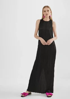 Vestido largo efecto plisado