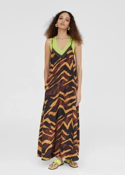 Vestido largo en estampado cebra