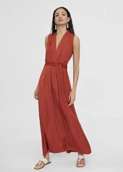 Vestido largo escote pico