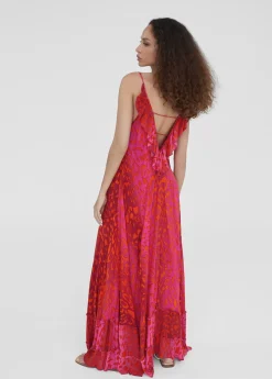 Vestido largo estampado animal print