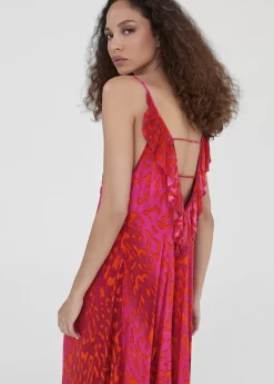 Vestido largo estampado animal print