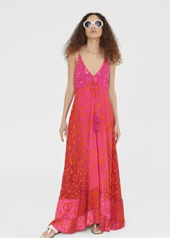 Vestido largo estampado animal print