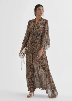Vestido largo estampado leopardo