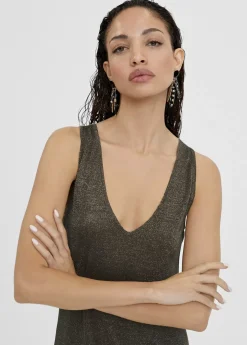 Vestido largo negro y dorado