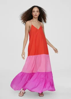 Vestido largo tricolor