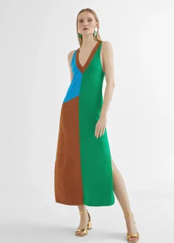 Vestido largo tricolor