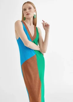 Vestido largo tricolor