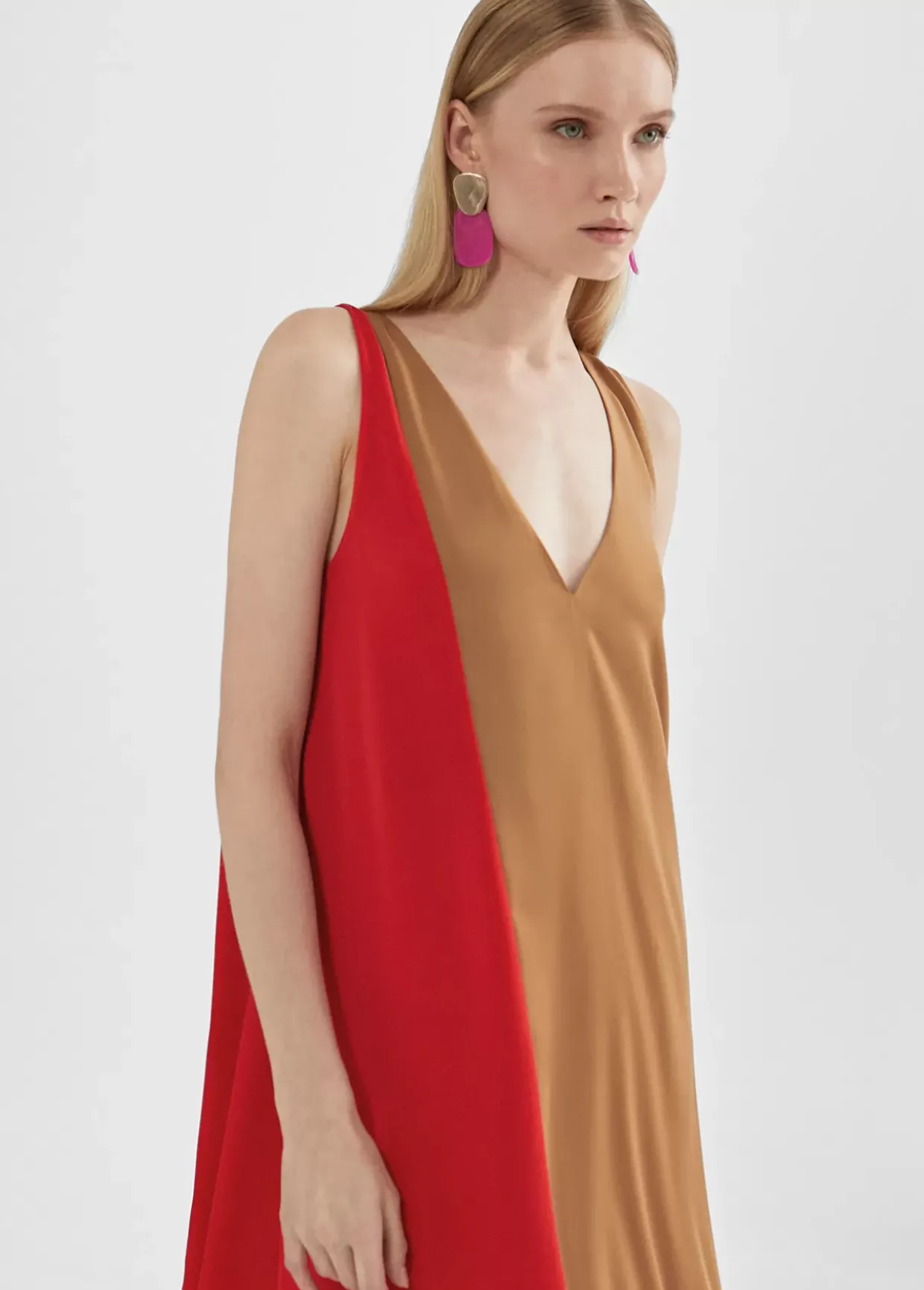 Vestido midi bicolor