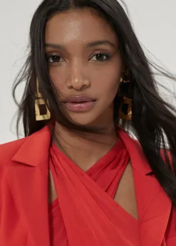 Vestido midi cuello halter cruzado