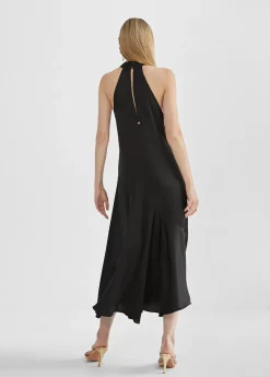 Vestido midi cuello halter cruzado