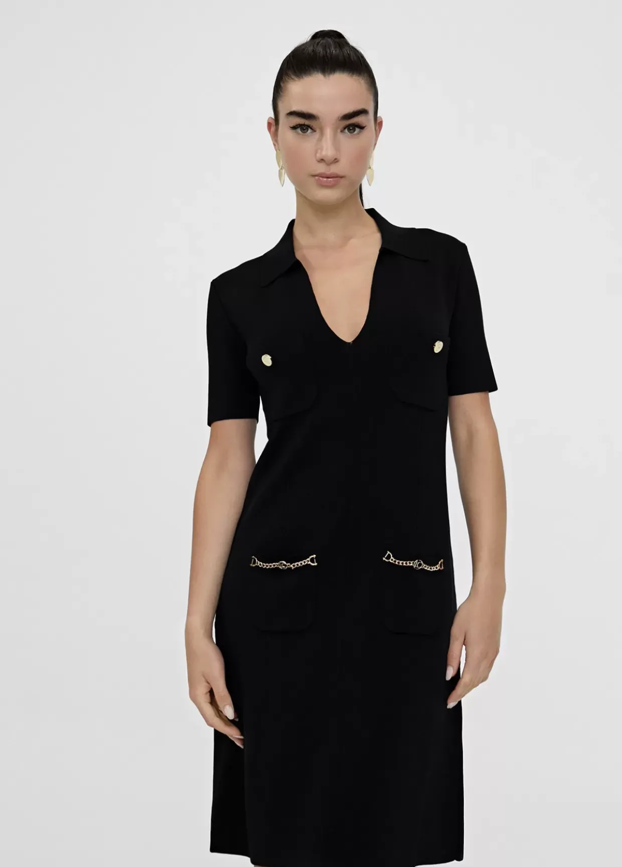 Vestido punto corto bolsillos LC