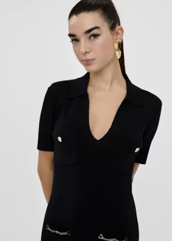 Vestido punto corto bolsillos LC